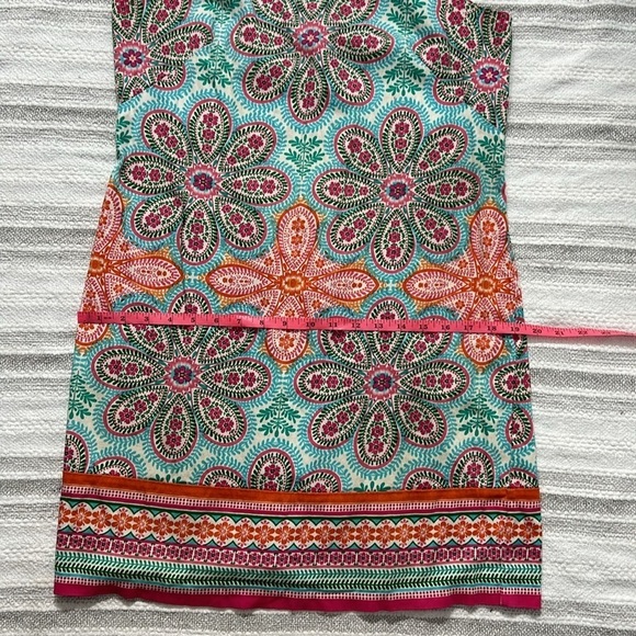 London Style Womens Printed Dress Mini Sleeveless Back Zipper Cotton Blue Pink - Picture 4 of 9